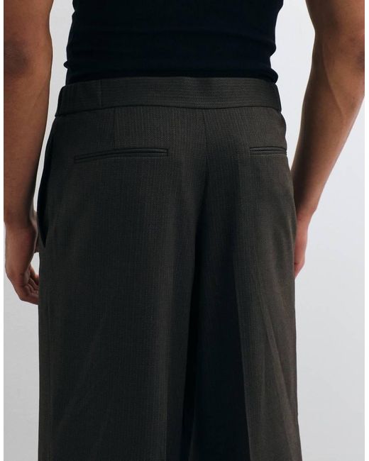 ASOS Brown Loose Leg Suit Pants With Pleats for men