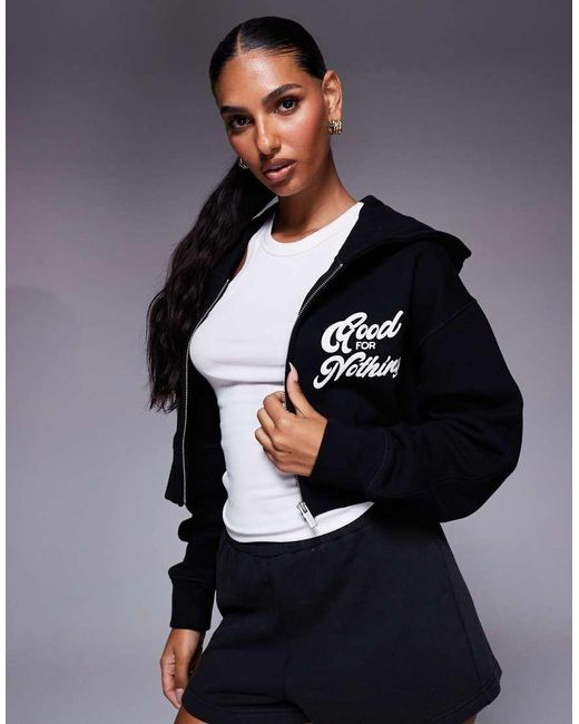 Good For Nothing Blue Cropped Zip Through Hoodie