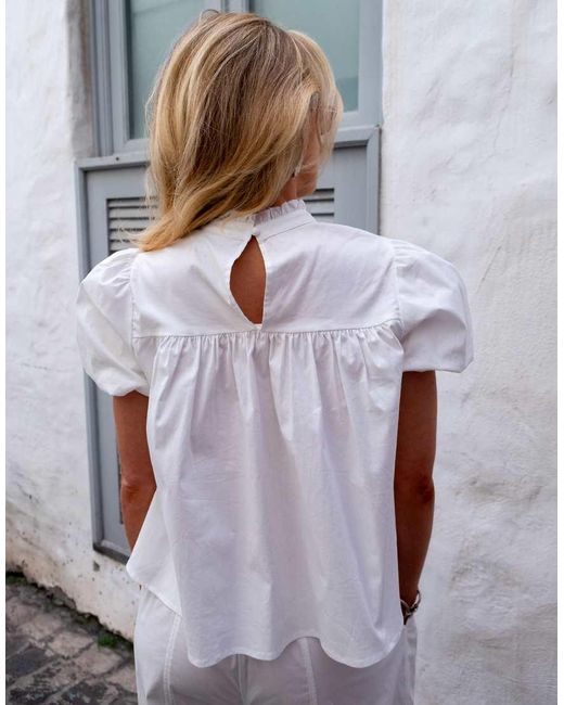 Daisy Street Gray X Emma Jean Ruffle Lace Detail Smock Blouse