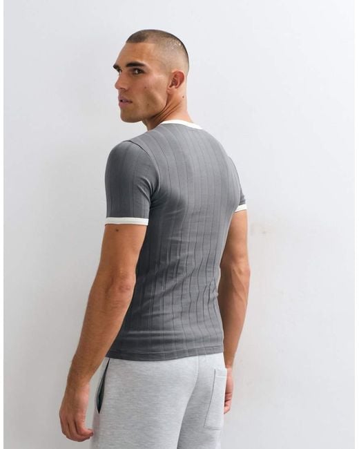 ASOS Gray Muscle Fit Ringer T-Shirt With Horse Graphic for men