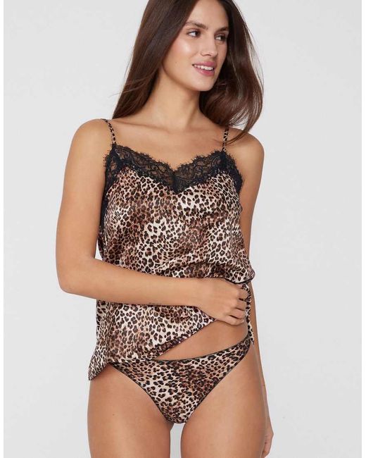 Tezenis Brown Printed Microfibre G-String