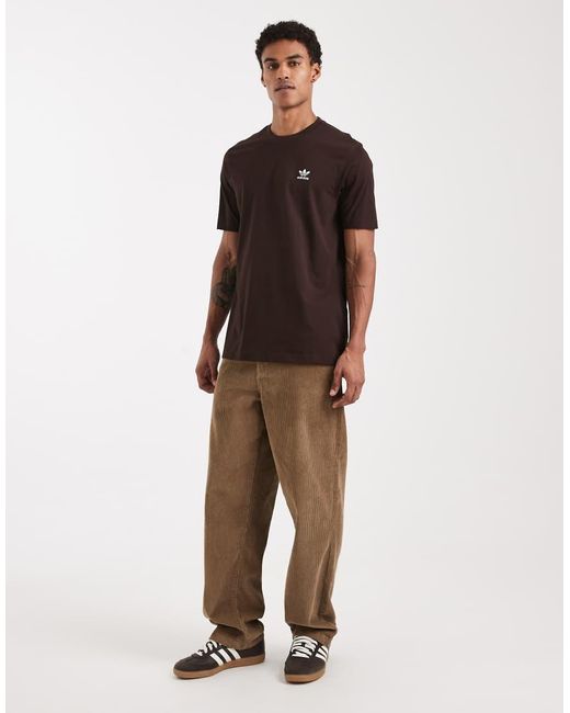 Adidas Originals Brown Trefoil Essentials Tee for men