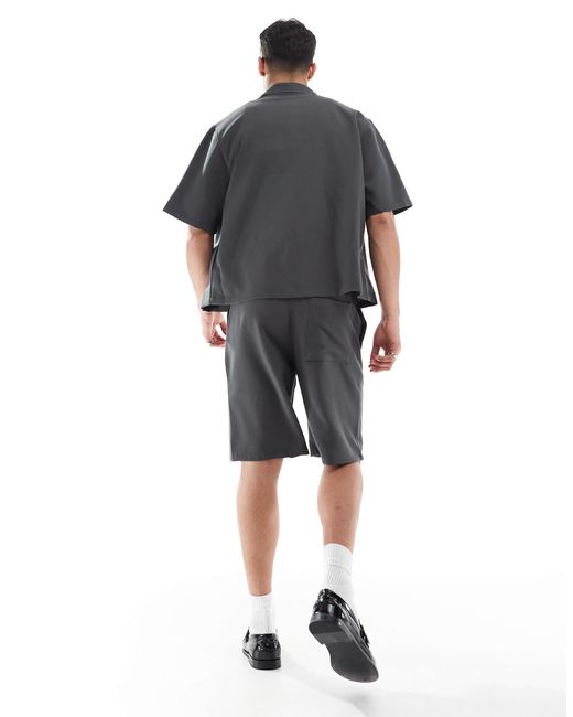 Bershka Gray Premium Short Co-ord for men