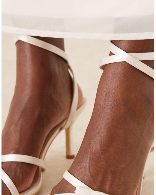 Be Mine Wide Fit Natural Bridal Honora Heeled Sandals With Bows