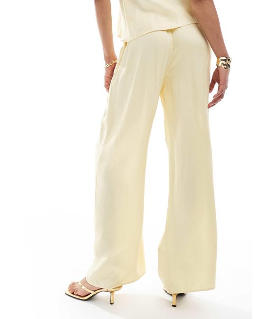 ASOS Natural Satin Wide Leg Pull On Pants