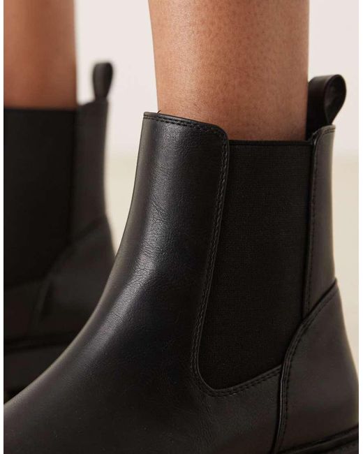ASOS Black Alford Chunky Flat Chelsea Boots