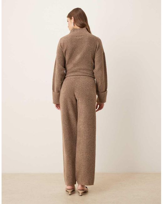 Pretty Lavish Natural Textured Knit Drawstring Wide Leg Trouser Co-Ord