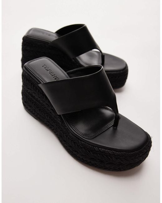 TOPSHOP Black – heidi – espadrille-zehenstegsandaletten