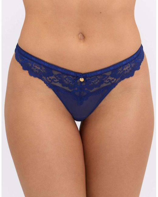 Boux Avenue Blue Harper Briefs Floral Lace Mesh Back High Leg Underwear