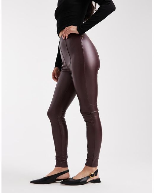 New Look Red Pu Leggings