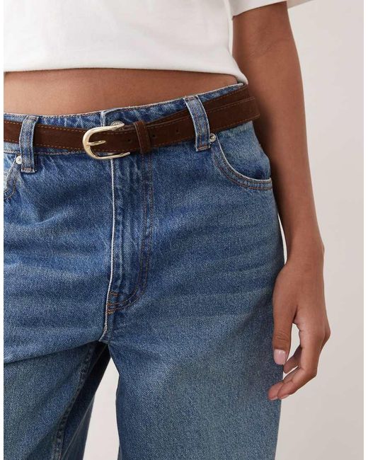ASOS Blue Wide Leg Jeans With Crease Front And Belt