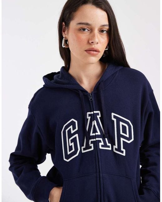 Gap Blue Logo Zip Through Hoodie