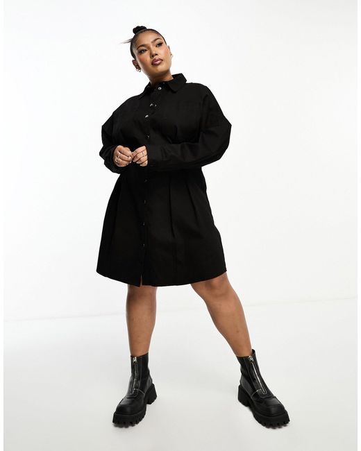 asos design nipped in waist mini dress in black