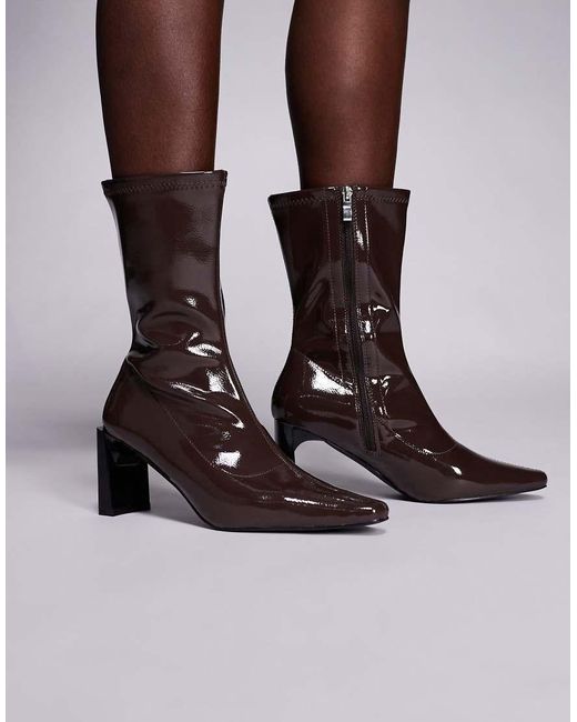 Public Desire Brown Robert Heeled Ankle Boots