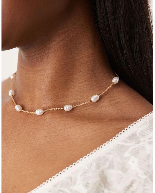 ASOS Brown – kurze, e halskette mit unterschiedlich großen kunstperlen