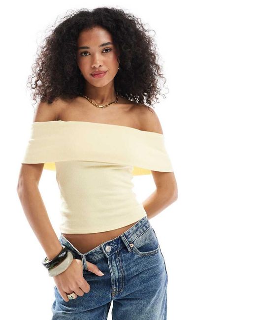 Hollister Blue Off The Shoulder Short Sleeve Top