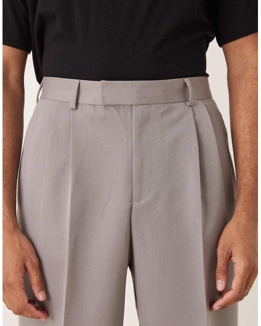 ASOS Brown Tailored Wide Leg Trousers With Double Pleats for men