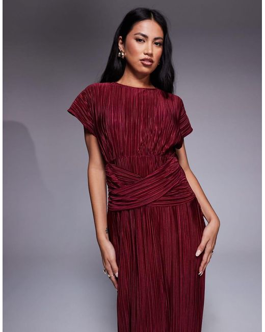 ASOS Purple Twist Front Plisse Sleeveless Maxi Dress