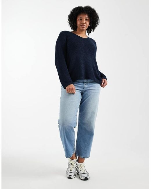 ONLY Blue V-Neck Knitted Jumper