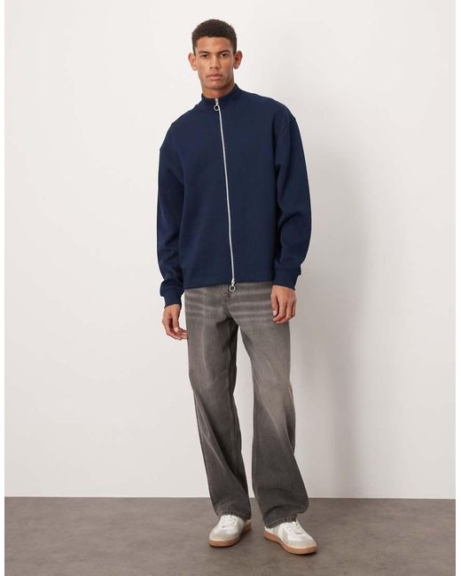 ASOS Blue Relaxed Zip Through Jersey Track Jacket for men