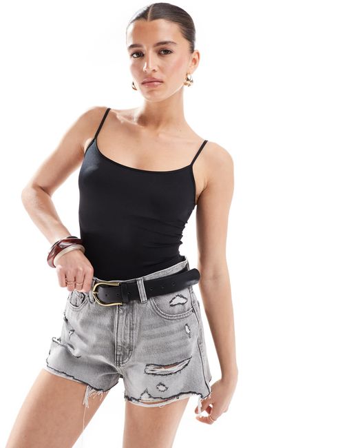 Body en polyamide avec encolure dégagée Bershka en coloris Black