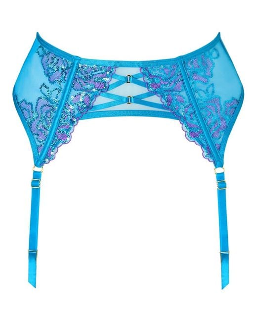 Ann Summers Blue Pearlescent Embroidered Waspie Suspender