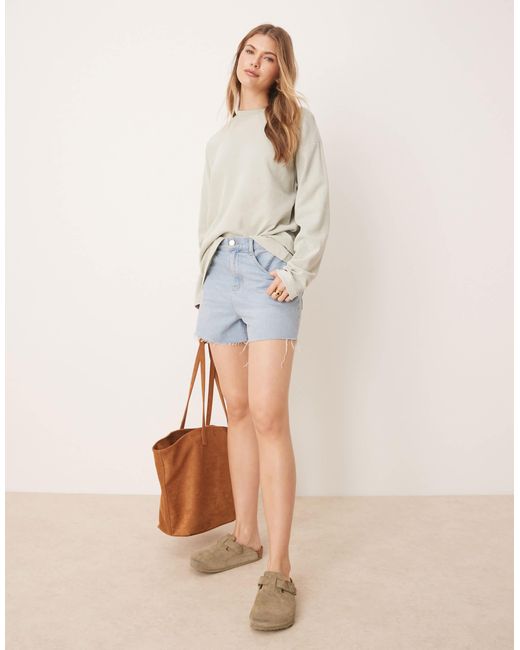 ASOS Natural Waffle Long Sleeve Skater Tee