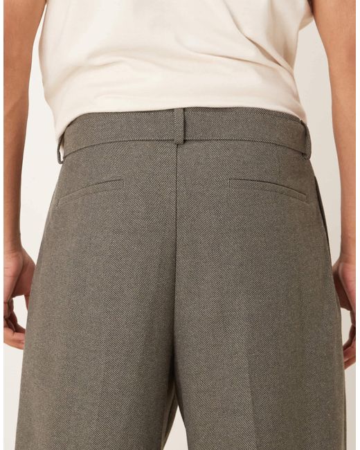 Pantalon ample et élégant à pinces en laine mélangée avec ceinture et chevrons - anthracite ASOS pour homme en coloris Gray