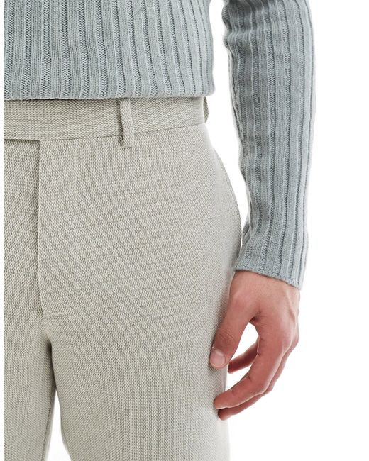 ASOS White Wool Blend Tapered Suit Trousers for men