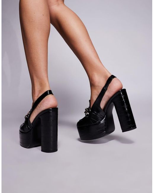 ASOS Black Polly Platform High Heel Loafers