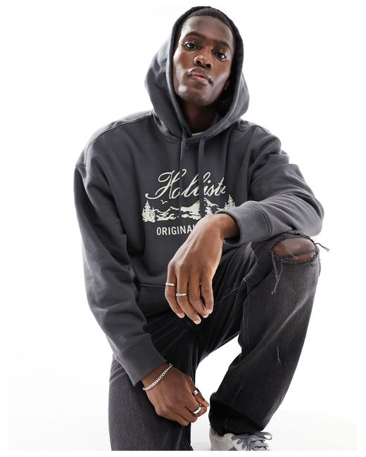 Felpa nera oversize uomo top