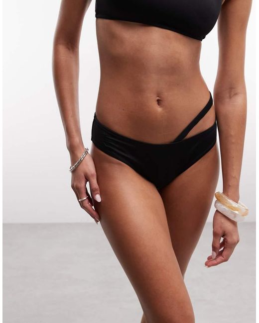 Monki Black Cut-out Asymmetric Bikini Bottom Co-ord