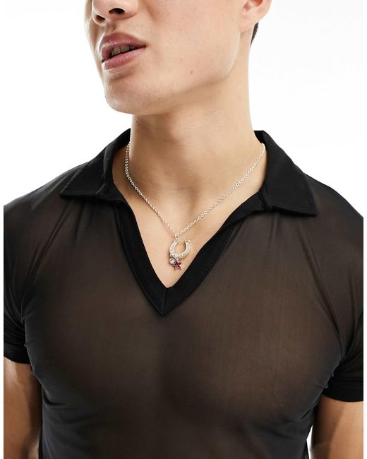 Collier à pendentif fer à cheval WFTW pour homme en coloris Black