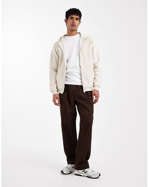 ASOS White Essentials Zip Through Hoodie for men