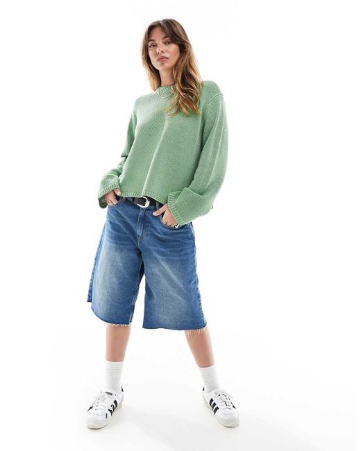 Jersey Extragrande Con Cuello Redondo De Punto Flameado De ASOS de color Green