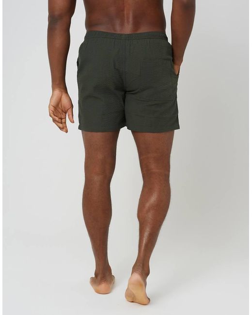 Brave Soul Natural Seersucker Swim Shorts for men