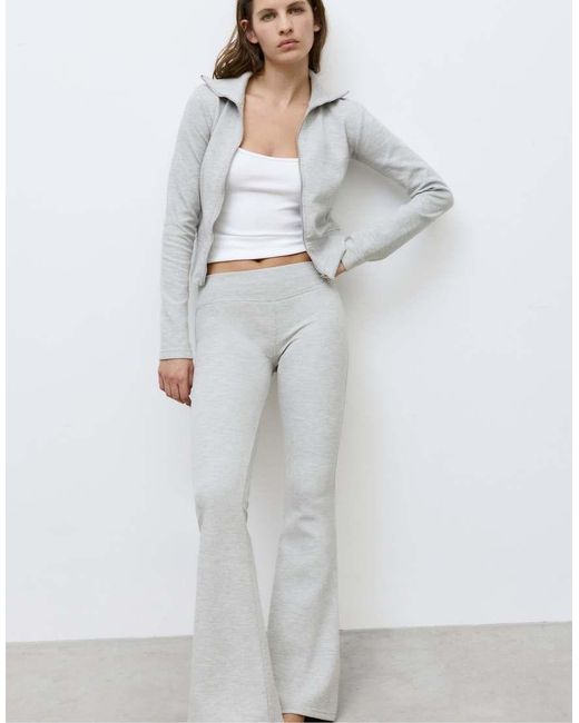 Pull&Bear White Interlock Flared Trousers