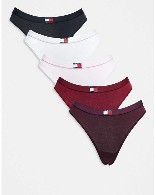 Tommy Hilfiger Red 5 Pack Flag Detail Thong