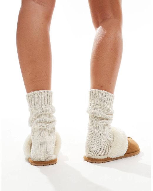 Chaussons style mules en fausse fourrure - sable SEQWL en coloris White