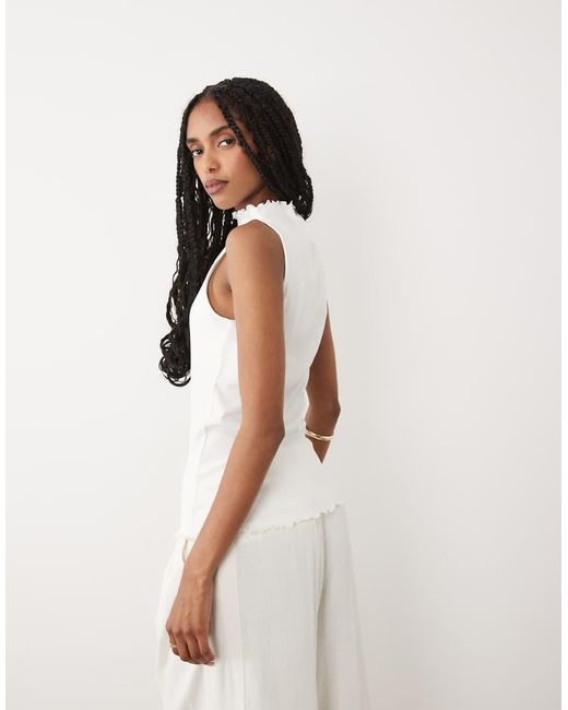 ARKET Natural High Neck Sleeveless Crinkle Top