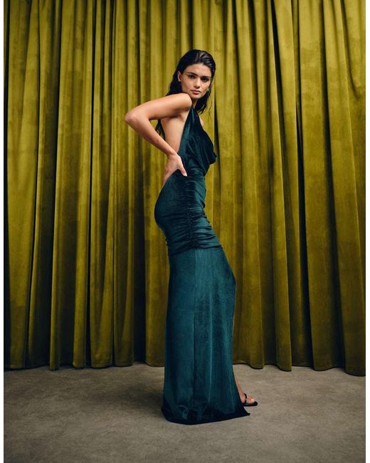 ASOS Green Velvet Cowl Neck Maxi Dress
