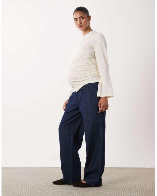 Mama.licious White Mamalicious Maternity Long Sleeve Ruched Detail T-shirt