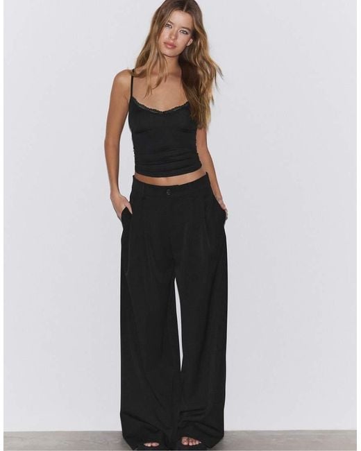 Stradivarius Black Strappy Lace Top