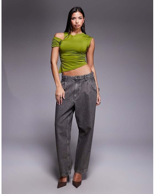 ASOS Green Slinky Drape One Shoulder Top