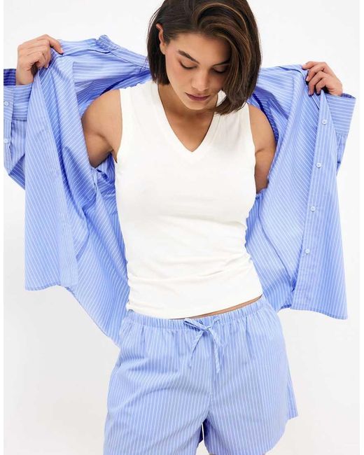 NA-KD Blue Elastic Waist Cotton Shorts