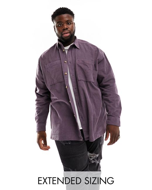 Camisa morada extragrande estilo a os 90 ASOS de hombre de color