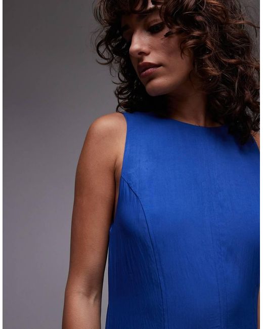 Vestido Midi Con Bajo Caído De Mango de color Blue