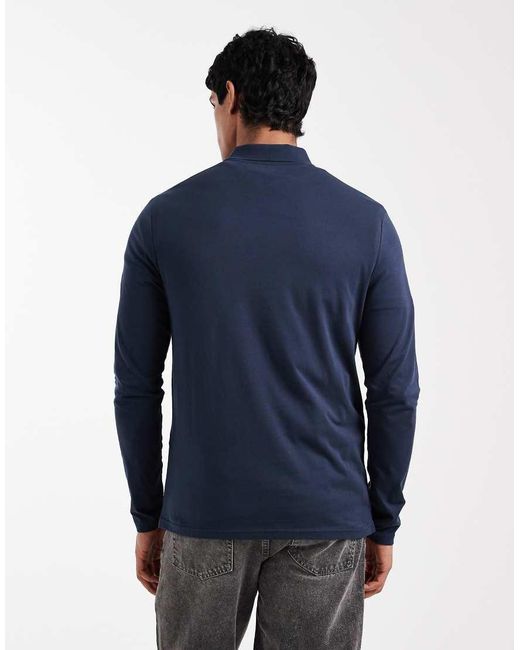 ASOS Blue Premium Supima Cotton Regular Fit Long Sleeve Polo for men