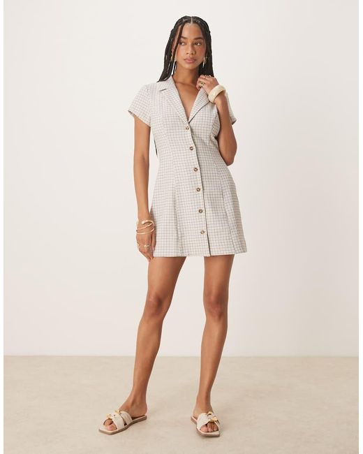 ASOS Geruite Mini Overhemdjurk Met Kraagje in het Natural