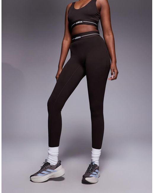 Adidas Originals Brown Adidas Training Hyperglam Linear Full Length Leggings